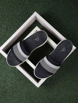 Carlton London - Stripes Navy Blue Sliders
